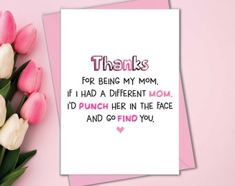 Funny Birthday Cards For Mom, Mother's Day Card: "Punch Her In The Face"