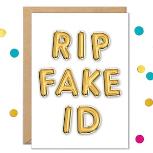 RIP Fake ID Card, 21st Birthday Cards, Funny Turning 21 Cards for Her or Him, 21st Card for Sister, Friend, Girlfriend, Daughter, Brother