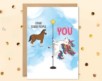 Sobriety Congratulations Cards, Sober Encouragement Card On Getting Clean, 1 Year Soberversary Addiction Recovery Congrats Gifts, Unicorn AA