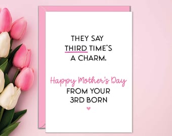 Funny Mother's Day Cards, From 3rd Child, Cards for Mom, From Third Born, Favorite Child, Snarky Witty Mom Card, Mothers Day Gift