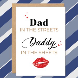 Cartes de fête des pères amusantes pour mari, carte de fête des pères sexy pour petit ami, carte d'humour pour adulte, papa coquin dans la rue, papa dans les draps