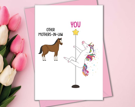 MIL Mother's Day Card, MIL Birthday Cards, Funny Card for Mother in Law, Mother-in-law Gifts, Unicorn Pole Dancing