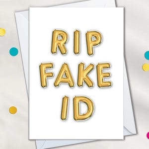RIP fausse carte d'identité, 21e cartes d'anniversaire, 21 cartes pour elle ou lui, 21e carte pour soeur, ami, petite amie, fille, frère