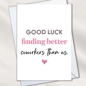 Cartes d'adieu amusantes pour un ami de travail, nouvel emploi, cartes de départ pour trouver un meilleur collègue, cadeau d'adieu, carte de votre bureau vous nous manquera