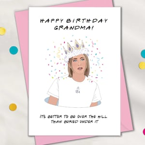 Rachel Karte, lustige Geburtstagskarten für Frauen, alles Gute zum Geburtstag Oma Karte für Frauen, besser über dem Hügel als unter der Karte für Schwester