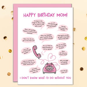 Mom Birthday Cards Funny, Cards For Mom Funny, Mom Cards, Calls, Calling Mom With Questions, Funny Cards for Mom, Mom Gifts, From Daughter