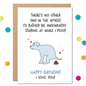 Dad Birthday Cards From Dog, Dog Birthday Card, Dad Cards from Dog, Funny Pooping Card, To Dad From Dogs, Dog Dad Gifts, Puppy, Best Dog Dad