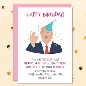 Tarjeta de cumpleaños para la tía Trump, tarjetas divertidas para la tía, tarjeta para la tía, mejor tía, regalos personalizados para la tía, tarjeta para la hermana, de la sobrina