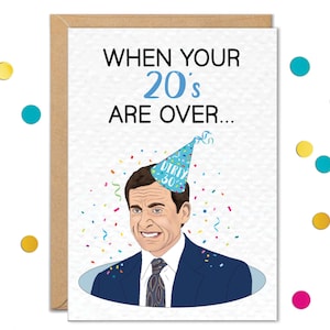 Funny 30th Birthday Cards, Michael Office Card, Turning 30 Gifts, When Your 20s Are Over, Gift for Coworker image 1
