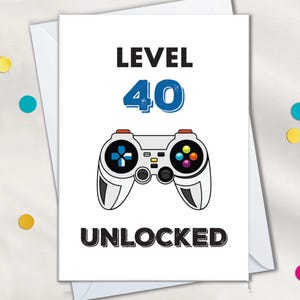40th Birthday Cards for Men Funny, Level 40 Unlocked Gamer Card, Turning 40 Cards for Husband, Gamer Gifts for 40 Year Old Boyfriend, Son