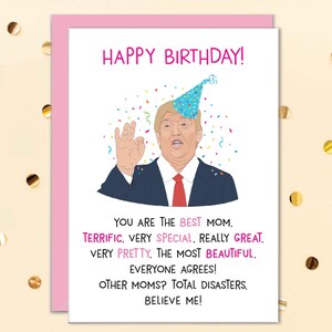 Tarjeta de Trump para mamá, divertidas tarjetas de cumpleaños para mamá, la mejor tarjeta para el cumpleaños de tu esposa, tarjeta personalizada para mamá, el mejor regalo para mamá, regalo de tu hija.