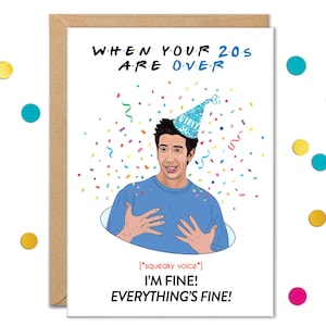 Cartões engraçados de aniversário de 30 anos, cartão de amigos do Ross, estou bem, 30 anos sujos, fazendo 30 anos, presentes de 30 anos, para melhor amigo, melhor amigo, irmão, irmã, namorado