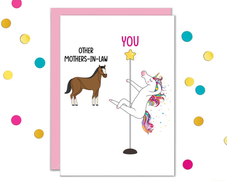 MIL Mother's Day Card, MIL Birthday Cards, Funny Card for Mother in Law, Mother-in-law Gifts, Unicorn Pole Dancing image 2