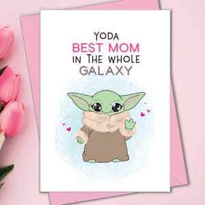 Cartão Yoda: A Melhor Mãe da Galáxia, Cartão: A Melhor Mãe, Cartões de Dia das Mães do Filho, Cartões Engraçados para o Aniversário da Mãe, Cartões de Aniversário para a Mamãe, Fofos