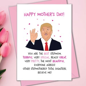 Trump Muttertagskarte, lustige Karten für Stiefmutter, Karte für Stiefmutter, Karte für Frau Muttertag, personalisierte Karte, beste Geschenke für Stiefmutter
