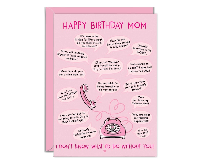 Mom Birthday Cards Funny, Card For Mom, Calls, Calling With Questions, Gifts From Daughter image 9