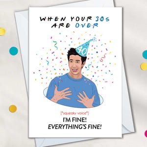 Cartes 40e anniversaire pour hommes drôles pour amis, 40 ans, Ross I'm fine, cadeaux 40e anniversaire pour frère, soeur, mari, femme