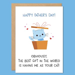 Vatertagskarte von Katze, Katzenvatertagskarte, Karten für Katzenväter von der Katze, lustige Karte für Papa von Katze, Katzenpapageschenke, Kätzchen, Geschenk