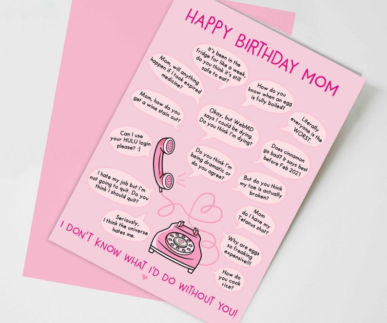 Mom Birthday Cards Funny, Card For Mom, Calls, Calling With Questions, Gifts From Daughter image 3