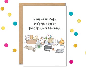 Cat Birthday Cards, Funny Grumpy Cats Card, For Dad, Sister, Brother, Boyfriend, Cat Lady gifts, Cat Lover Gift,