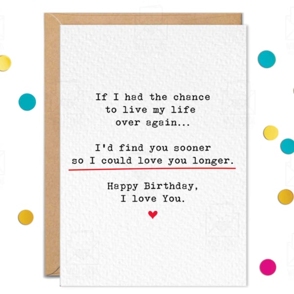 I Love You Birthday Card, Romantic Cards for Boyfriend, Girlfriend, Husband, Wife, 'Wish I Found You Sooner'