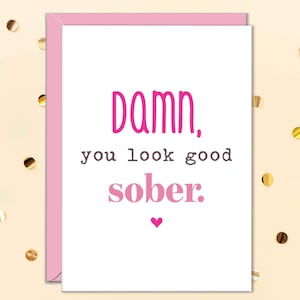 面白い禁酒お祝いカード、面白い禁酒1年カード、Damn You Look Good Sobriety Cards、Soberversary AA 回復禁酒お祝いギフト