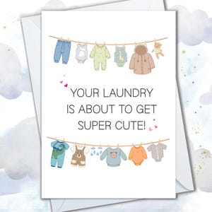 Baby Boy Babypartykarten, Wäschekarte des netten Jungen Wäsche Wäsche ist im Begriff, Super nette Karte, neues Baby-Eltern-Glückwunschgeschenke zu erhalten