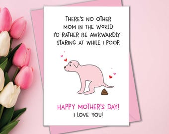 Biglietti per la festa della mamma dal cane, Biglietto per la festa della mamma con il cane, Biglietto per la mamma dal cane, Cacca divertente, Regali per la mamma del cane, Cucciolo