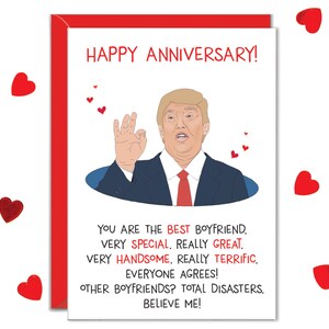 Cartão de namorado Trump, cartões de aniversário para namorado, melhor cartão para namorado, presentes de aniversário para namorado, presente personalizado para namorado