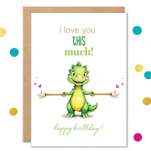 Geburtstagskarten von Kindern, Baby, T-Rex Dinosaurier Karte von Kleinkind, süße Geburtstagskarte für Mama, Papa Geburtstagskarte von Kind, liebe dich Mama