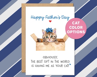 Cat Father's Day Card, Funny Fathers Day Card From Cat, Cat Dad Gifts, Fathers Day Gift, To Dad From Cat, Kitten