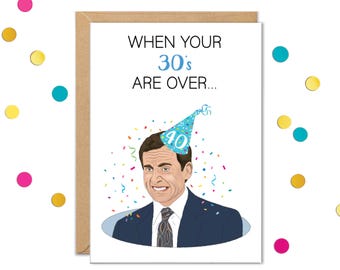Funny 40th Birthday Cards For Me, Michael Office Card, Gifts for Men, Turning 40 Gift, When Your 30s Are Over, Coworker