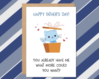 Father's Day Card From Cat, Cat Fathers Day Card, Cards for Cat Dads from the Cat, Funny Card To Dad From Cat, Cat Dad Gifts, Kitten, Gift