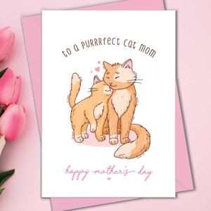 Meilleures cartes de maman chat, carte de fête des mères avec fourrure, maman de chats, carte de maman chat de chaton, cartes de maman, I Loaf You Mommy, Choose The Cats