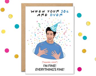 Funny 40th Birthday Cards, Turning 40 Card, I'm Fine Ross, Gifts for Friends, Husband