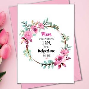 Cartões doces para o dia das mães, cartão sentimental para a mãe, cartão de agradecimento à mãe por tudo que eu sou para a mãe, cartão de agradecimento à mãe da filha ou do filho