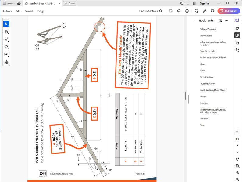 shed plans truss dimensions