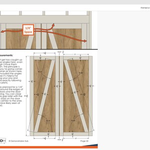 Puede incluir: Diagrama de un dise&ntilde;o de puerta de granero con medidas y anotaciones. El dise&ntilde;o incluye dos puertas con un refuerzo diagonal y un espacio de 0,6 cm indicado. El texto incluye la palabra "Medidas".
