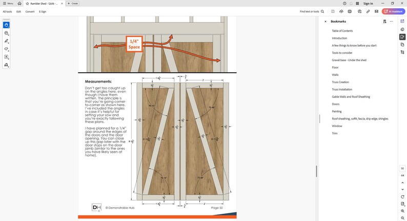 Puede incluir: Diagrama de un dise&ntilde;o de puerta de granero con medidas y anotaciones. El dise&ntilde;o incluye dos puertas con un refuerzo diagonal y un espacio de 0,6 cm indicado. El texto incluye la palabra "Medidas".