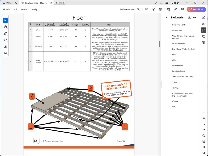 shed plans floor construction