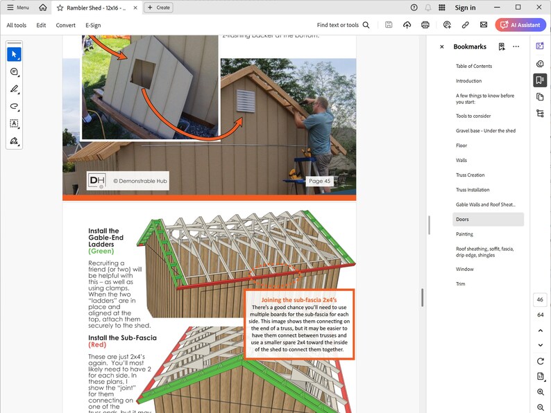 shed plans gable roof overhang and subfascia