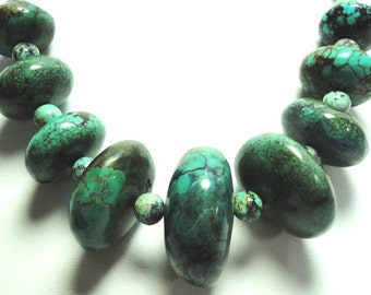 turquoise necklace gemstone statement genuine sterling bib collar