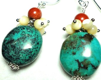 turquoise necklace gemstone statement genuine sterling