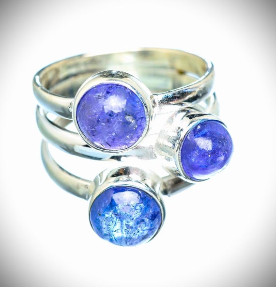 Tanzanite Ring Features 3 Vintage Genuine Blue Vi… - image 4