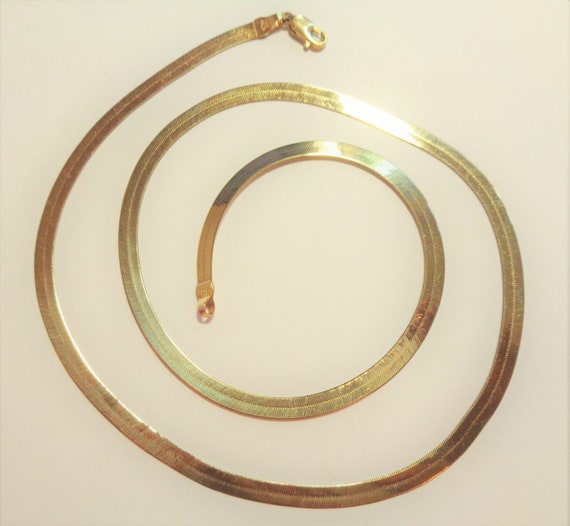 14k Herringbone Chain is Solid 14k Gold, Vintage … - image 5