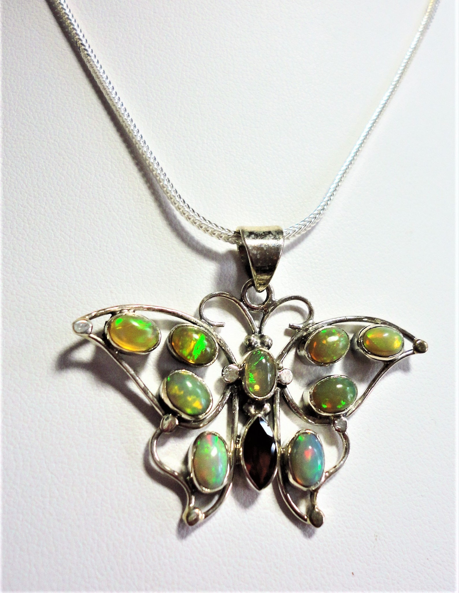 Opal Butterfly Pendant with 9 Genuine Colorful Solid Opals and Etsy