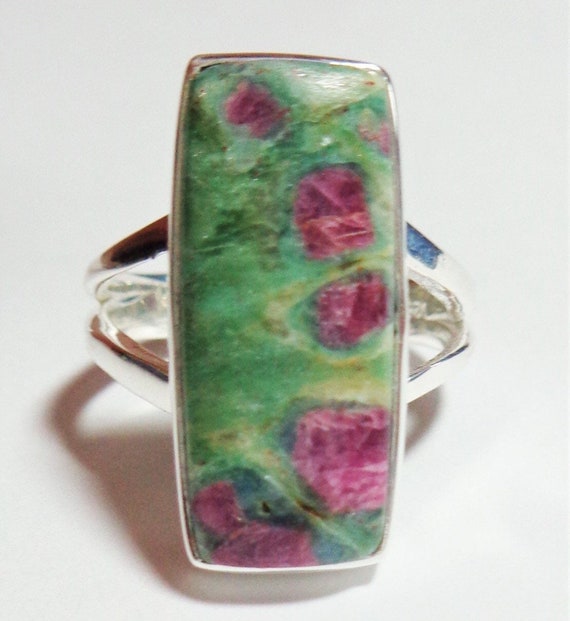 Ruby Fuchsite Sterling Silver Ring: Vertical Rect… - image 2