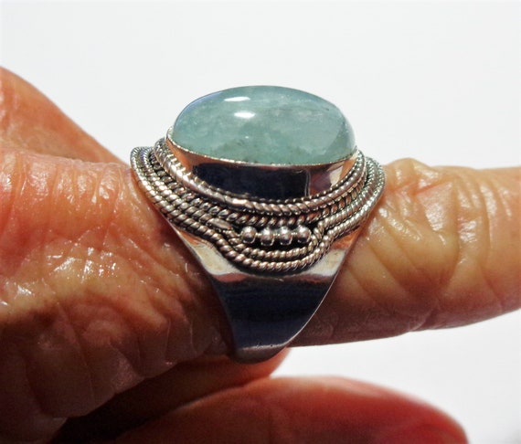 Aquamarine Ring Features a Large Vintage Genuine … - image 3