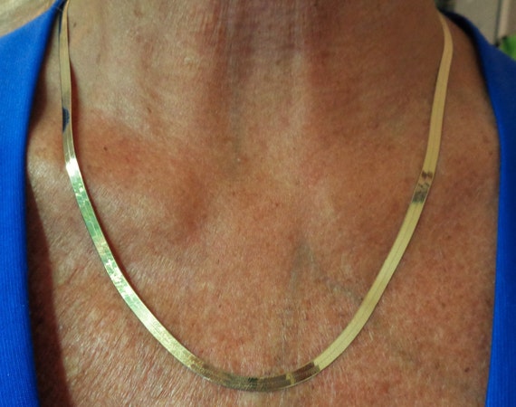 14k Herringbone Chain is Solid 14k Gold, Vintage … - image 2