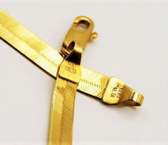 14k Herringbone Chain is Solid 14k Gold, Vintage … - image 9